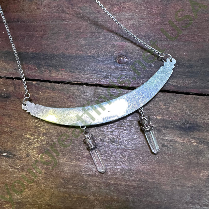 Vintage Sterling Silver Gold & Quartz Point Necklace