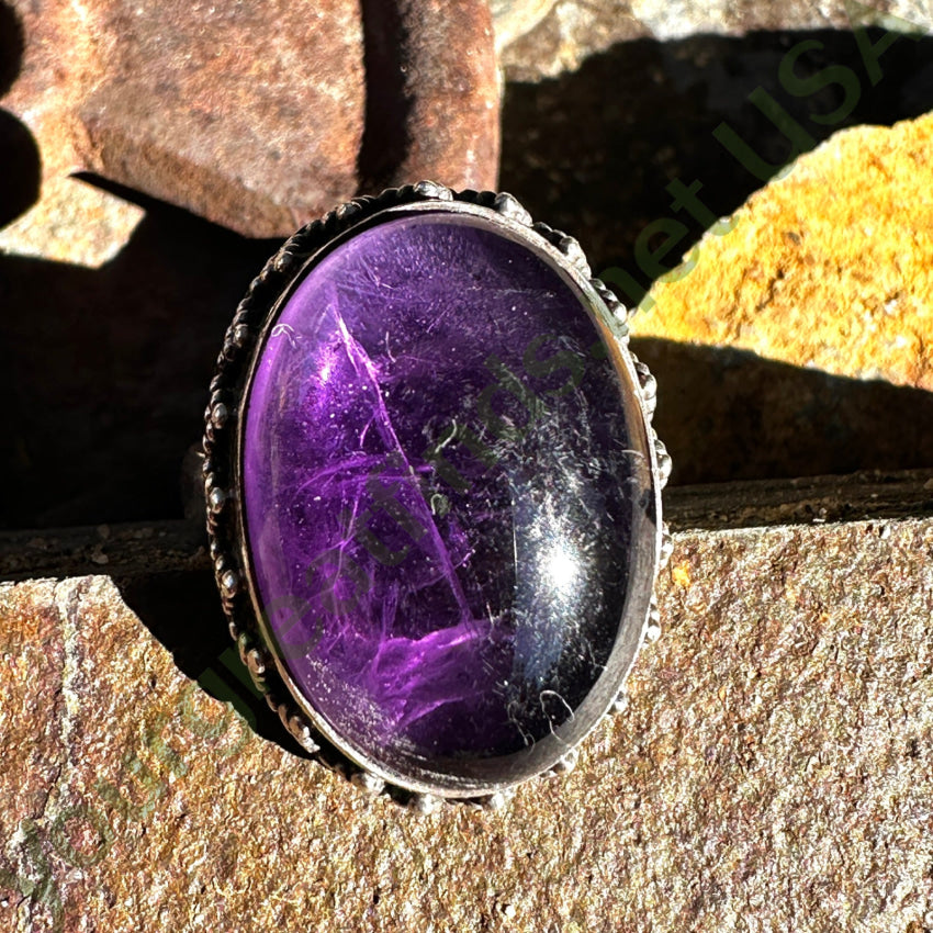 Vintage Sterling Silver Grape Amethyst Ring Mexico Size 6 Ring