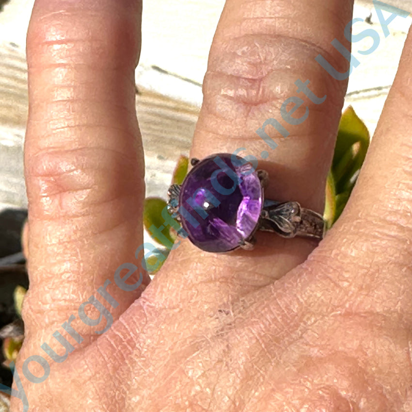 Vintage Sterling Silver & Grape Amethyst Ring Size 6 3/4