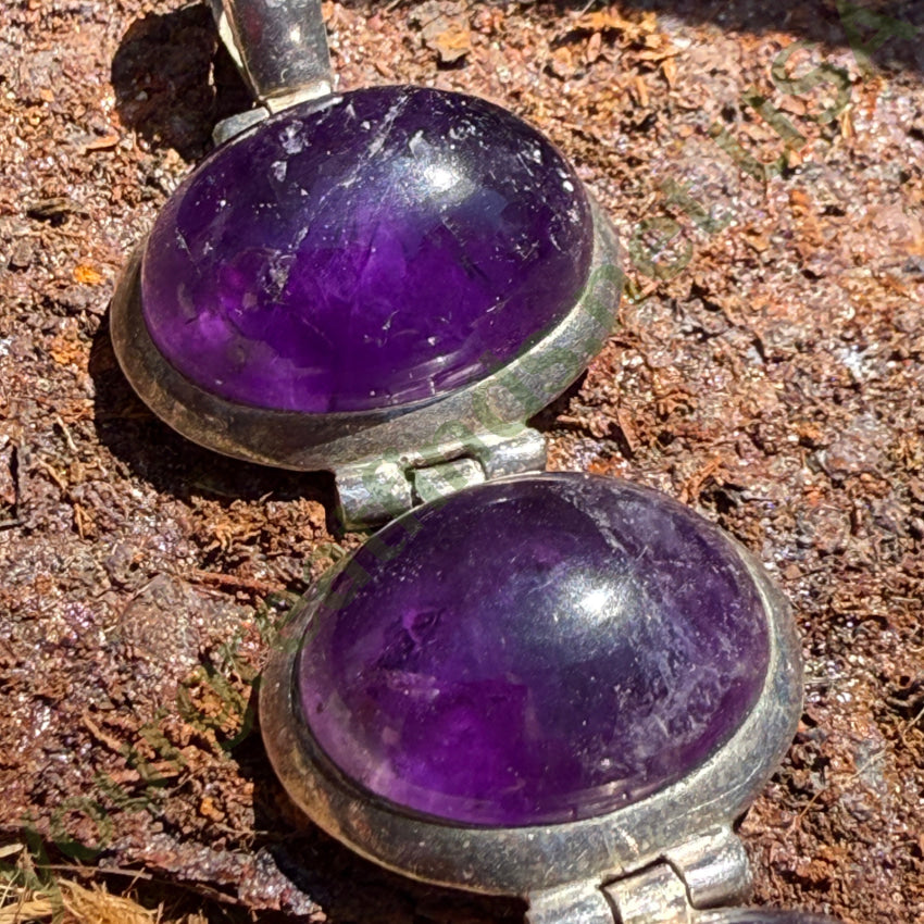 Vintage Sterling Silver & Grape Amethyst Stoplight Pendant pendant