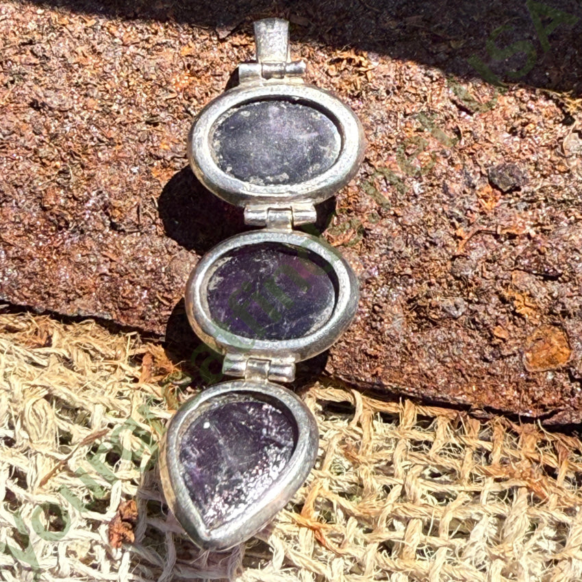 Vintage Sterling Silver & Grape Amethyst Stoplight Pendant pendant