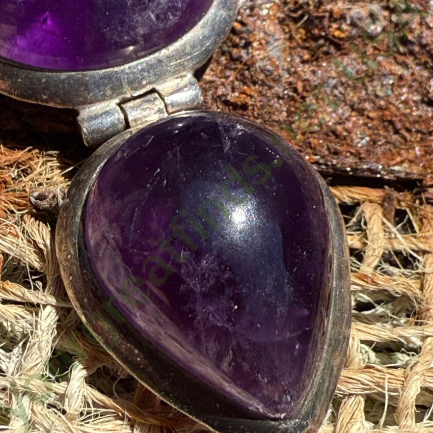 Vintage Sterling Silver & Grape Amethyst Stoplight Pendant pendant