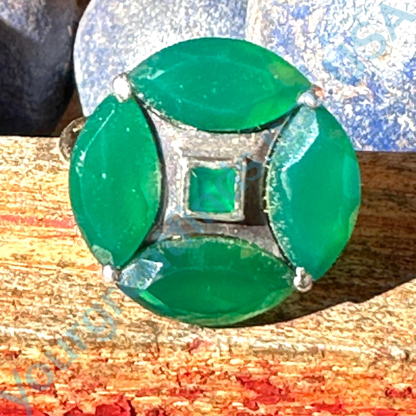 Vintage Sterling Silver Green Chrysoprase Ring Size 7