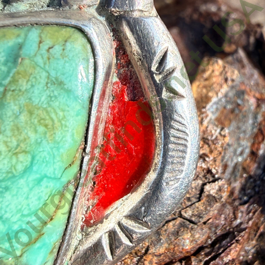 Vintage Sterling Silver & Green Turquoise Ring Black Hawk 7 ring