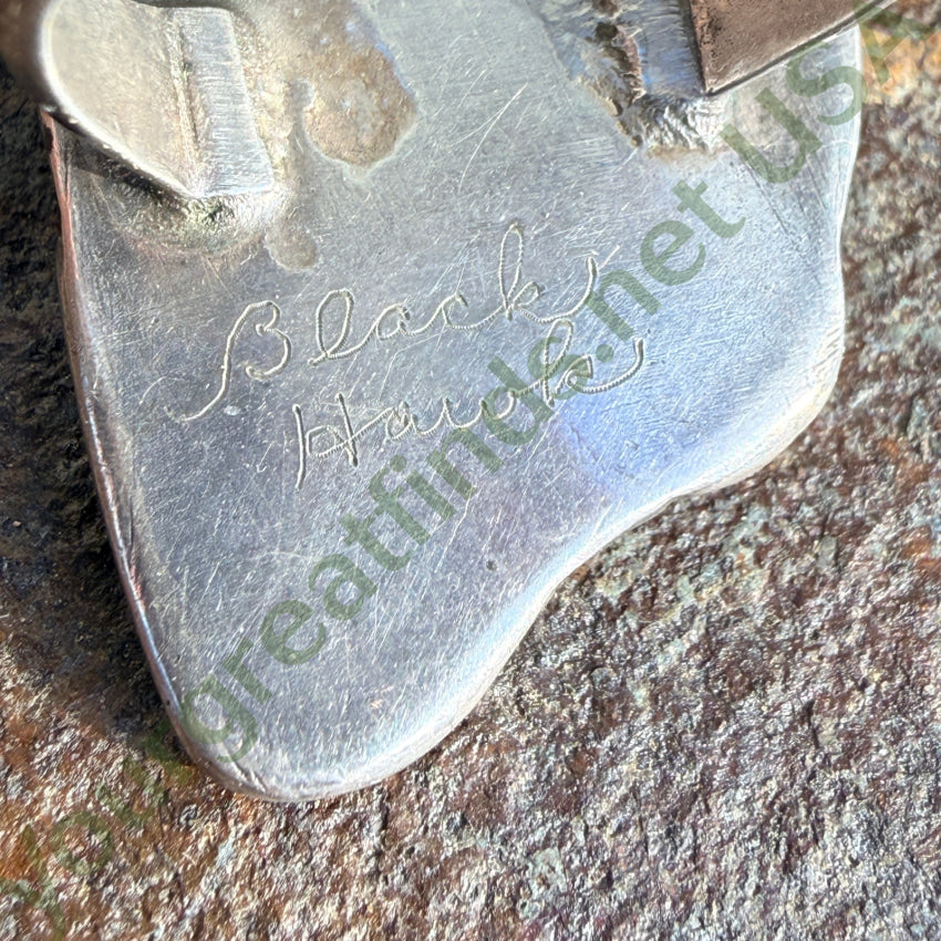 Vintage Sterling Silver & Green Turquoise Ring Black Hawk 7 ring