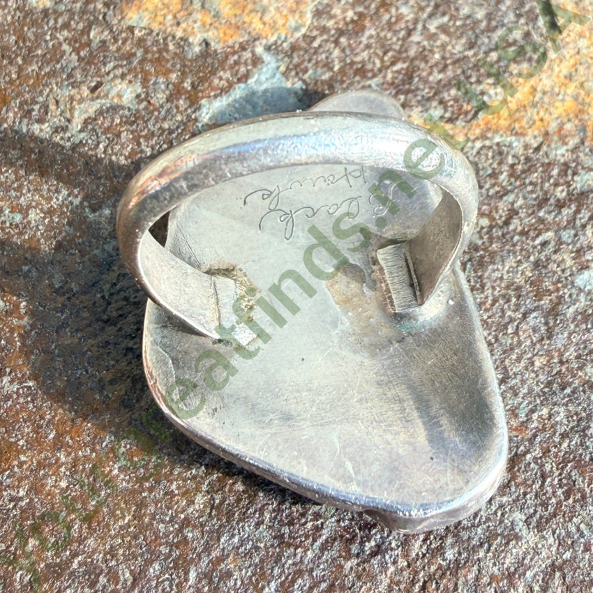 Vintage Sterling Silver & Green Turquoise Ring Black Hawk 7 ring