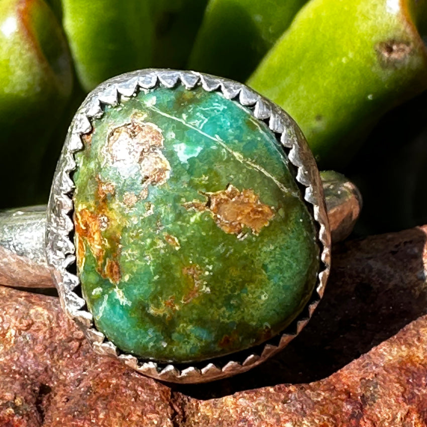 Vintage Sterling Silver Green Turquoise Ring Size 8.5