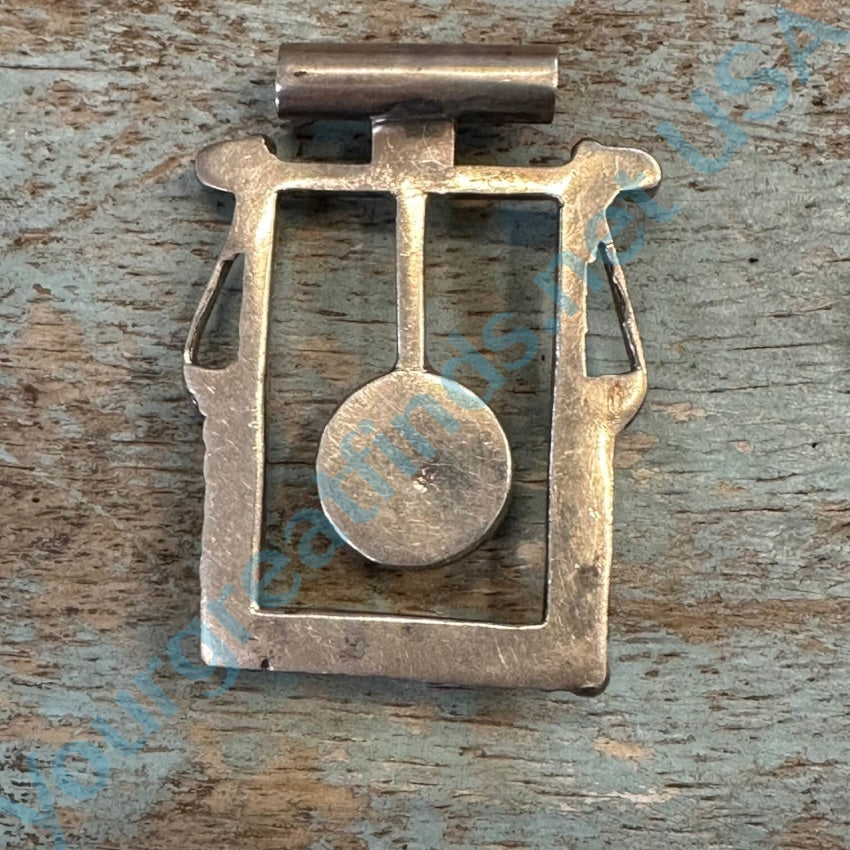 Vintage Sterling Silver Hematite Gong Pendant