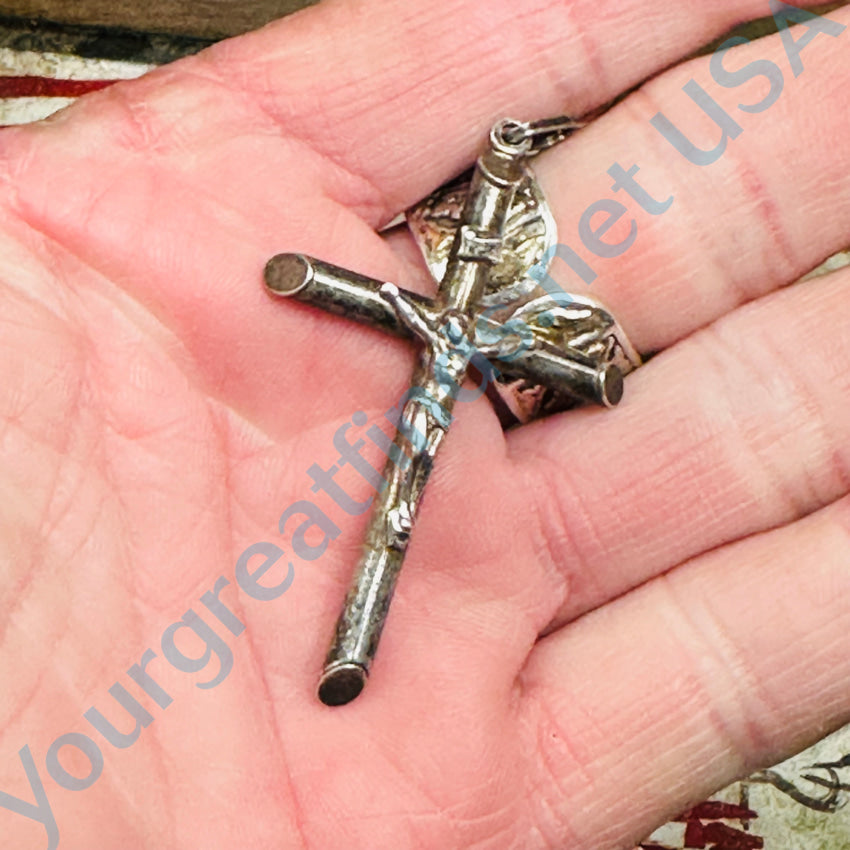 Vintage Sterling Silver Holy Cross Crucifix Pendant