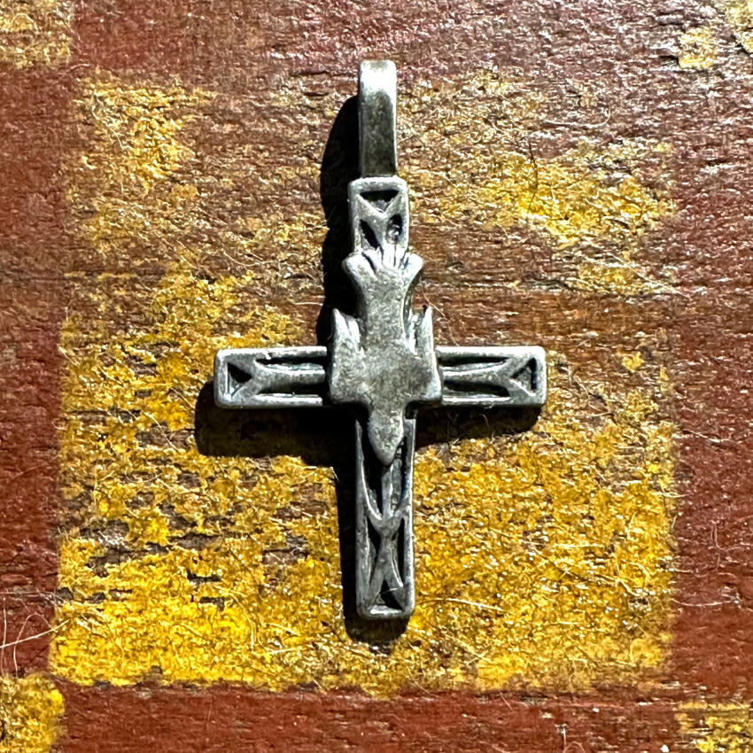 Vintage Sterling Silver Holy Cross &amp; Dove Pendant