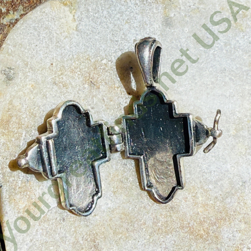 Vintage Sterling Silver Holy Cross Locket Pendant pendant