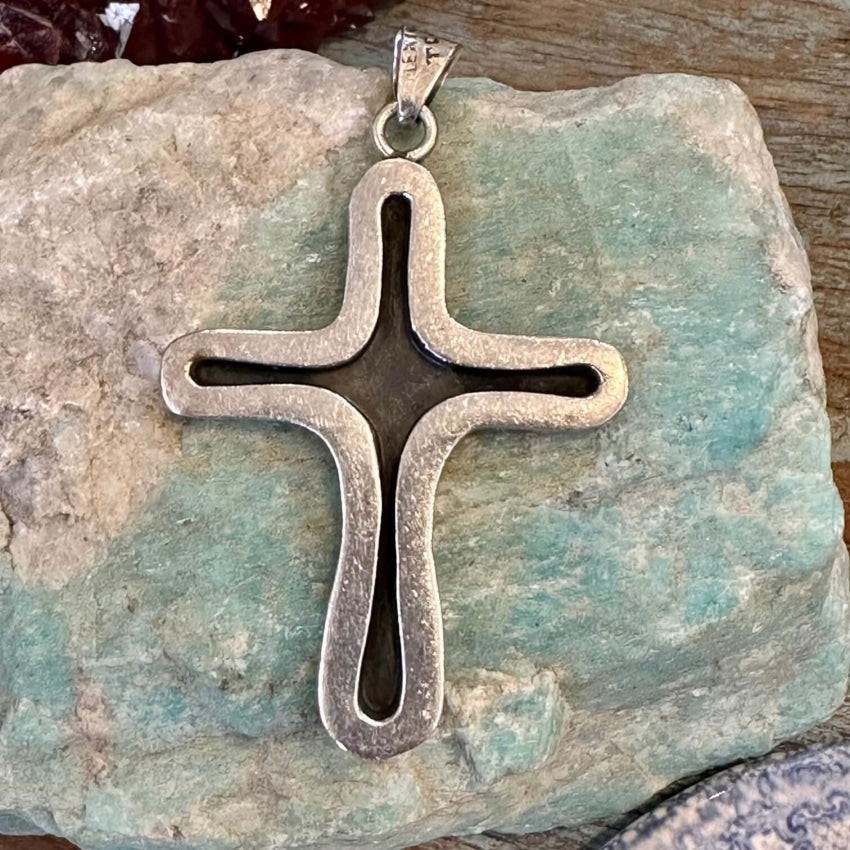 Vintage Sterling Silver Holy Cross Pendant Taxco Mexico