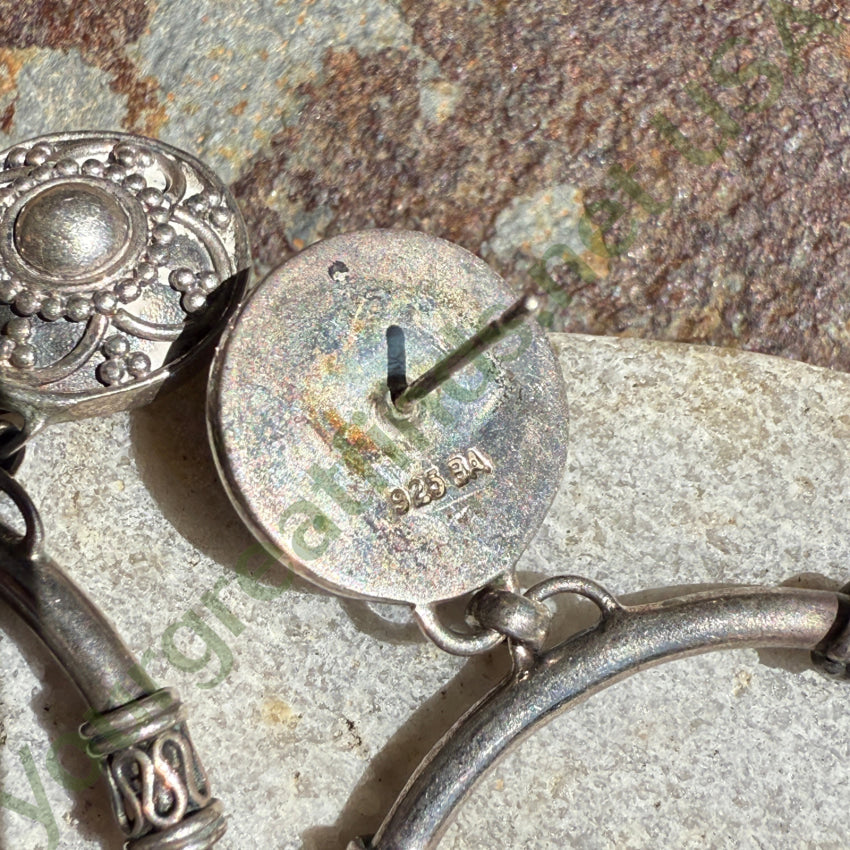 Vintage Sterling Silver Hoop Pierced Post Earrings necklace