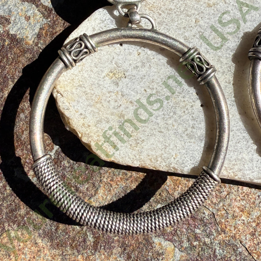 Vintage Sterling Silver Hoop Pierced Post Earrings necklace