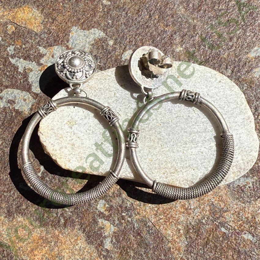 Vintage Sterling Silver Hoop Pierced Post Earrings necklace