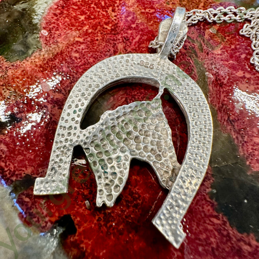 Vintage Sterling Silver Horse And Horseshoe Necklace
