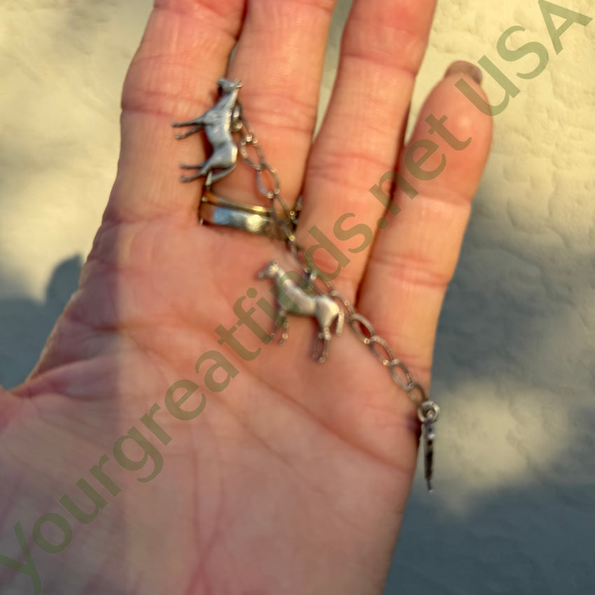 Vintage Sterling Silver Horse Charm Bracelet bracelet