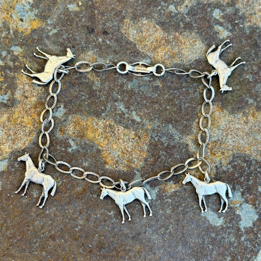 Vintage Sterling Silver Horse Charm Bracelet bracelet