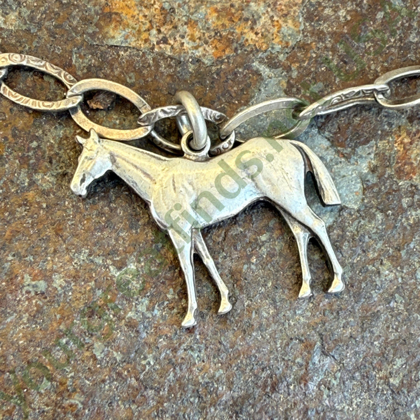 Vintage Sterling Silver Horse Charm Bracelet bracelet