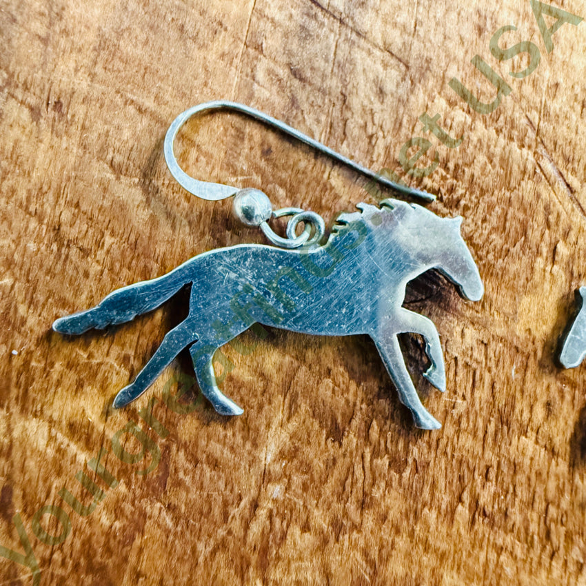 Vintage Sterling Silver Horse Pierced Earrings Earrings