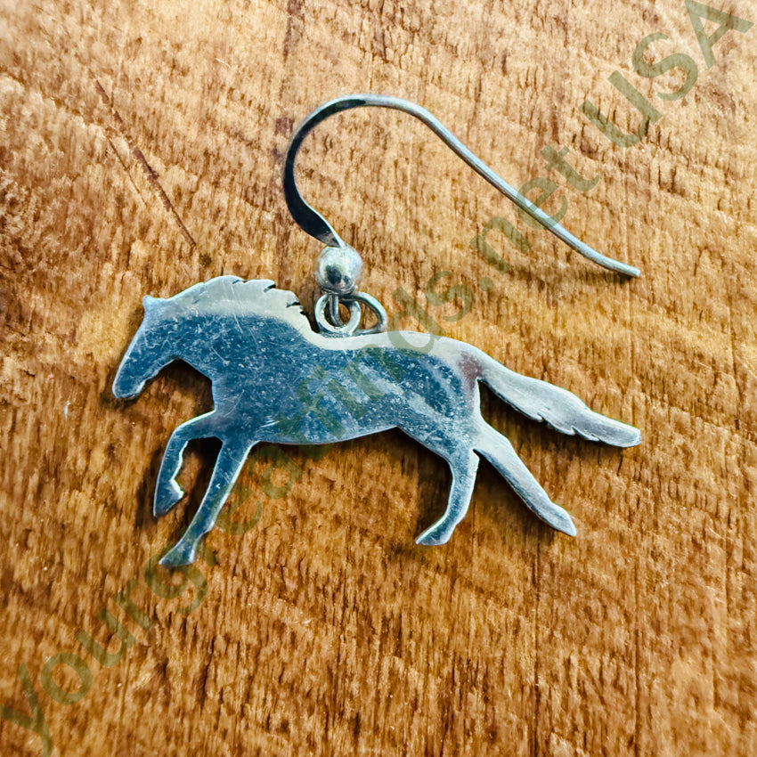 Vintage Sterling Silver Horse Pierced Earrings Earrings