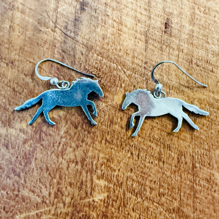 Vintage Sterling Silver Horse Pierced Earrings Earrings