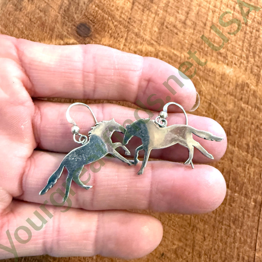 Vintage Sterling Silver Horse Pierced Earrings Earrings