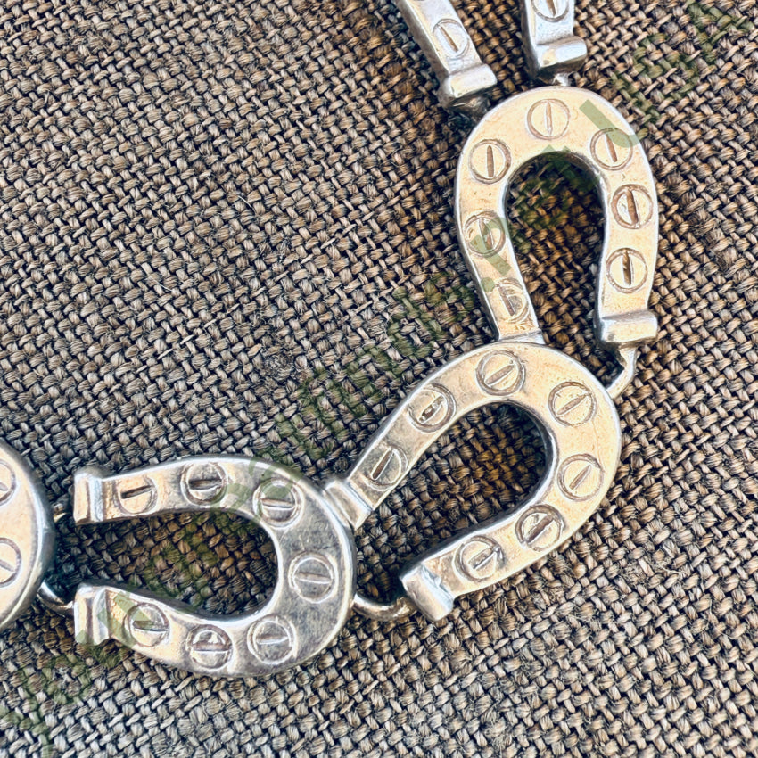 Vintage Sterling Silver Horseshoe Link Bracelet earrings