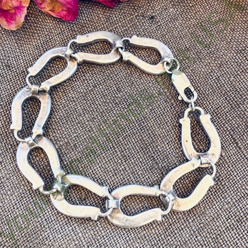 Vintage Sterling Silver Horseshoe Link Bracelet earrings