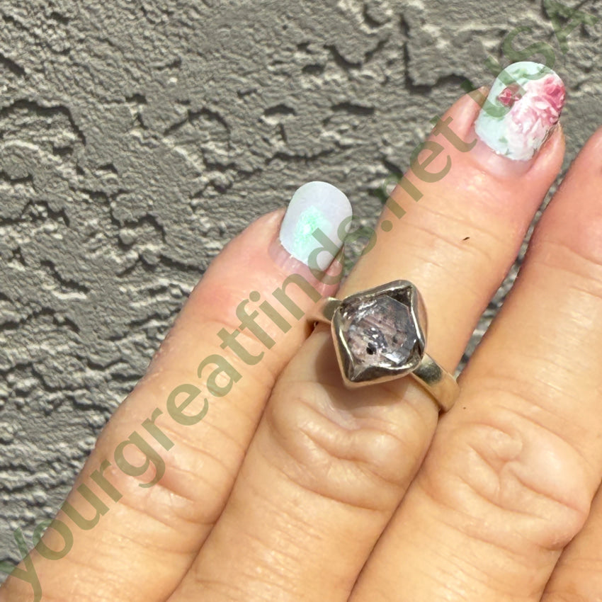 Vintage Sterling Silver & Included Quartz Crystal Ring Size 6 ring