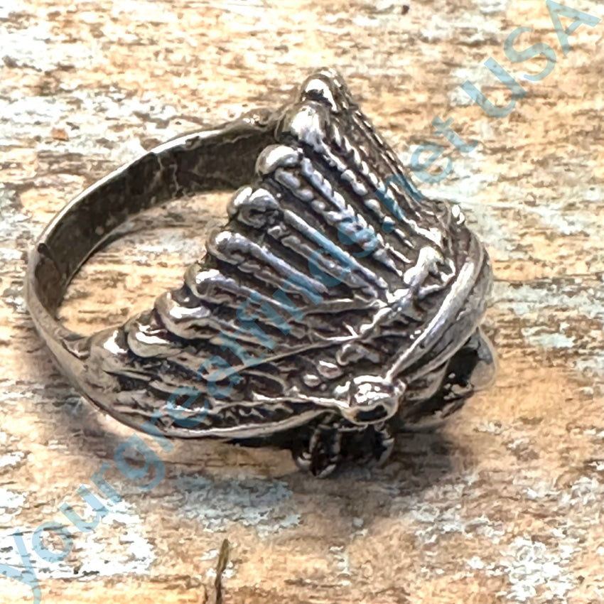 Vintage Sterling Silver Indian Chief In War Bonnet Ring 10