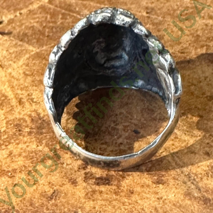 Vintage Sterling Silver Indian Chief In War Bonnet Ring 9.5