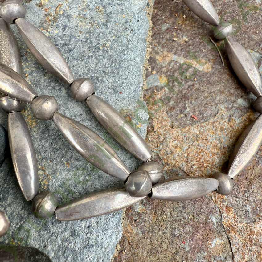 Vintage Sterling Silver & Jasper Bench Bead Necklace necklace