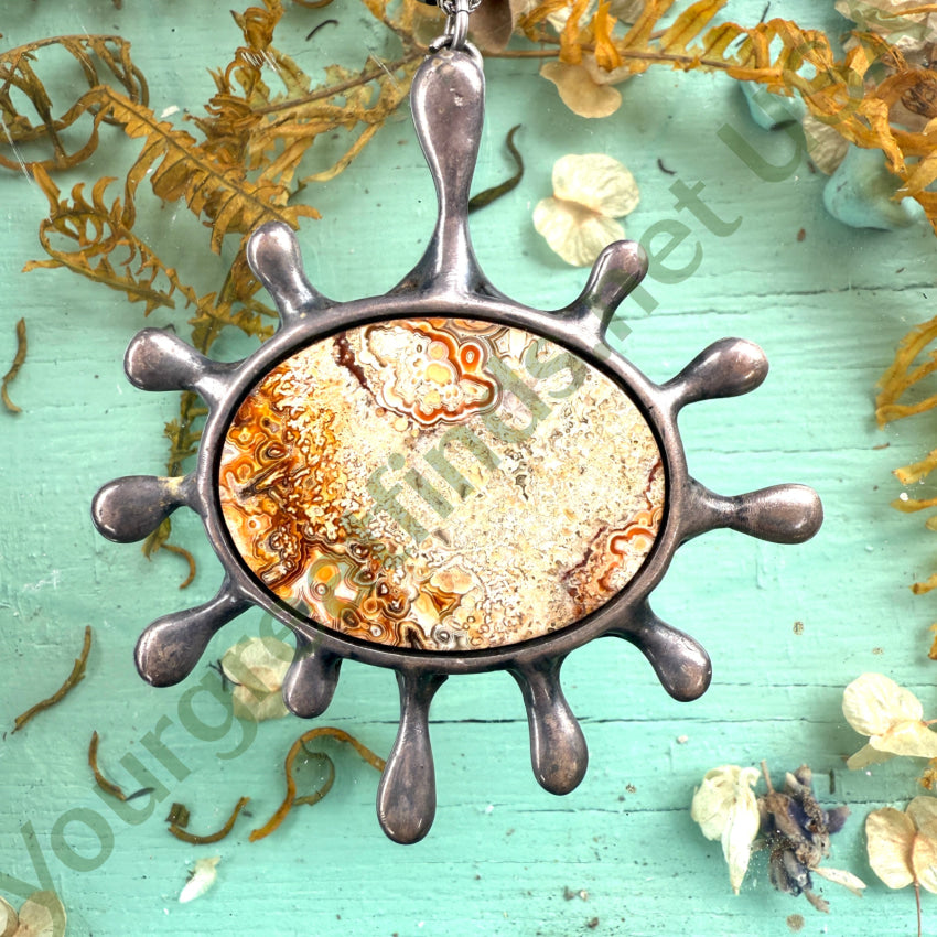 Vintage Sterling Silver & Jasper Bench Bead Necklace necklace