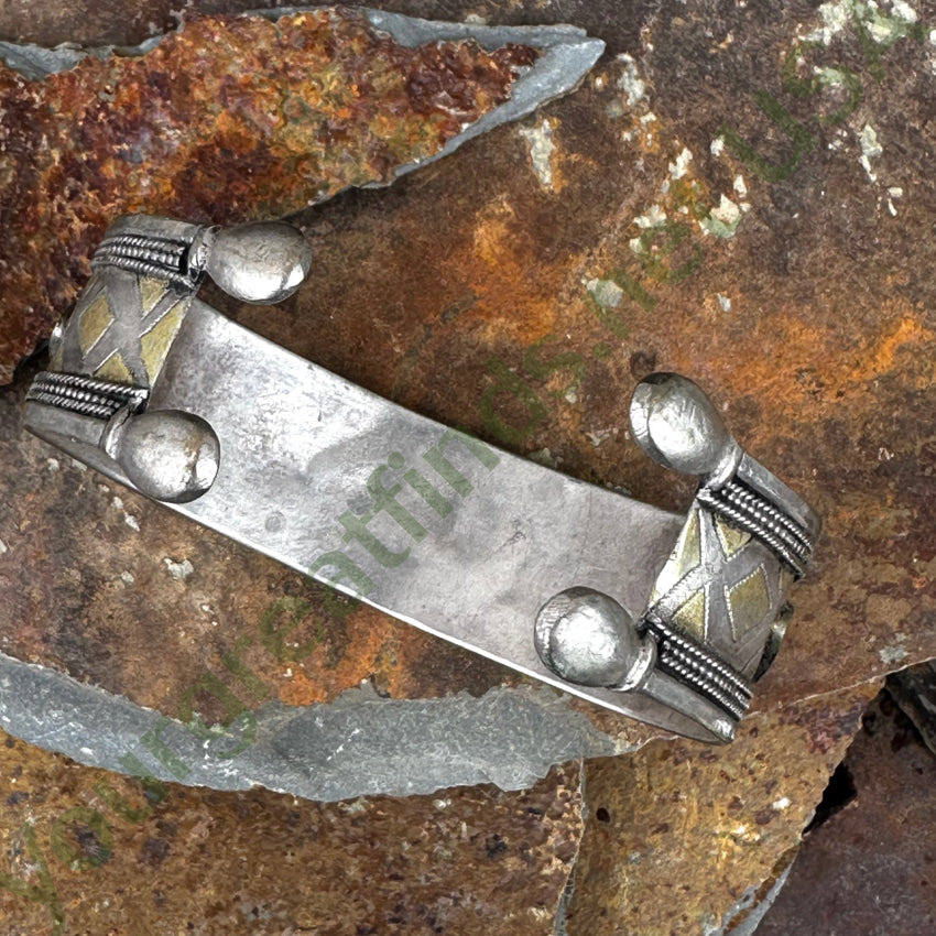 Vintage Sterling Silver Lapis Mosaic Heart Cuff Bracelet Bracelet