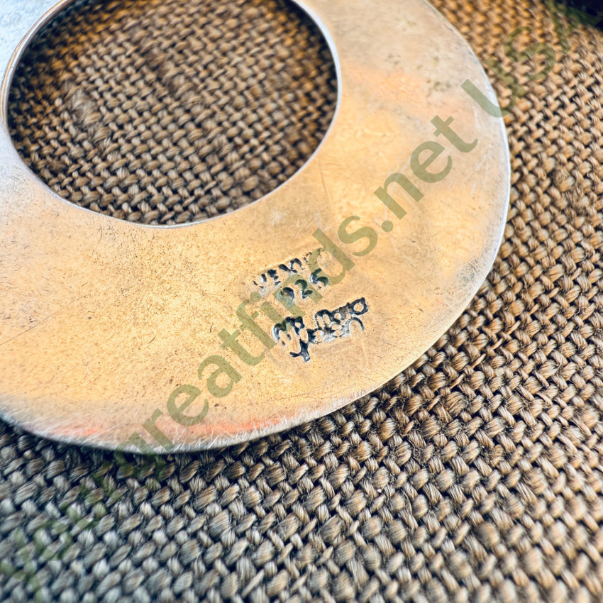 Vintage Sterling Silver Large Hoop Pierced Post Earrings earrings