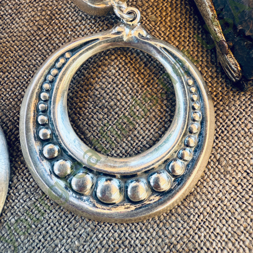 Vintage Sterling Silver Large Hoop Pierced Post Earrings earrings