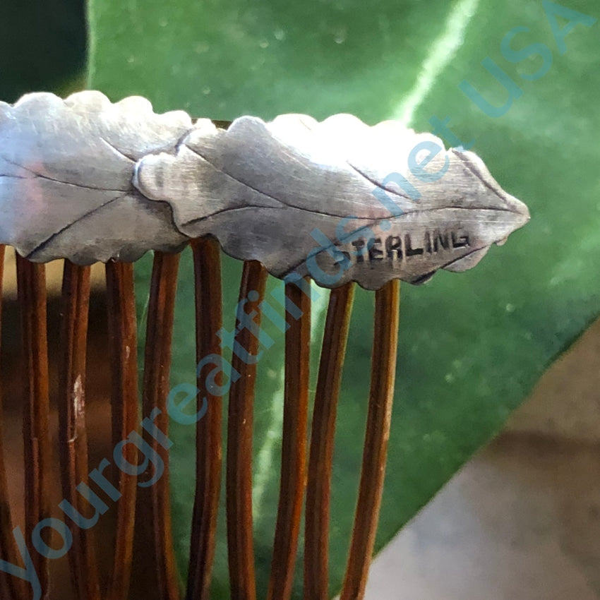 Vintage Sterling Silver Leaves Hair Comb