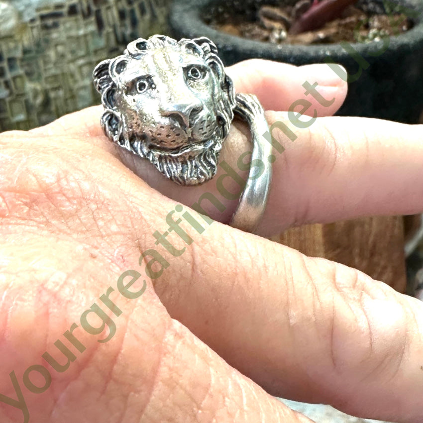 Vintage Sterling Silver Leo Lion Ring Size 8