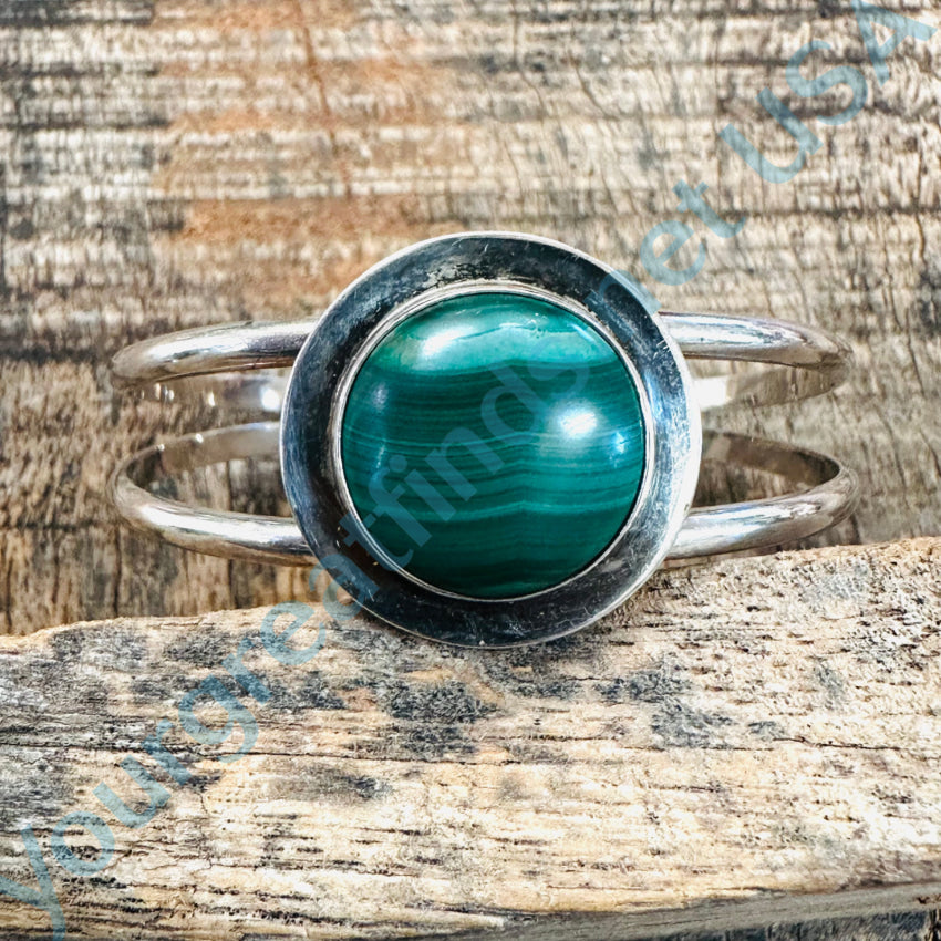 Vintage Sterling Silver & Malachite Cuff Bracelet Bracelet