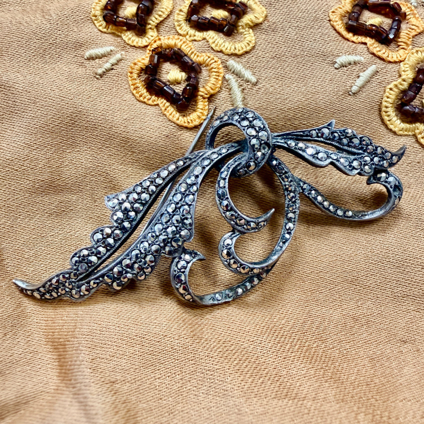 Vintage Sterling Silver & Marcasite Brooch brooch