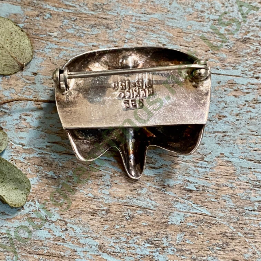 Vintage Sterling Silver Mask Brooch Taxco Mexico
