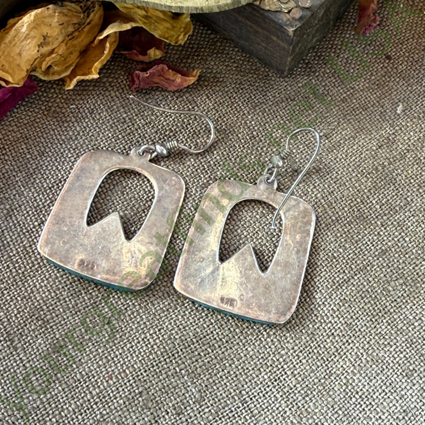 Vintage Sterling Silver & Mojave Blue Turquoise Pierced Earrings earrings