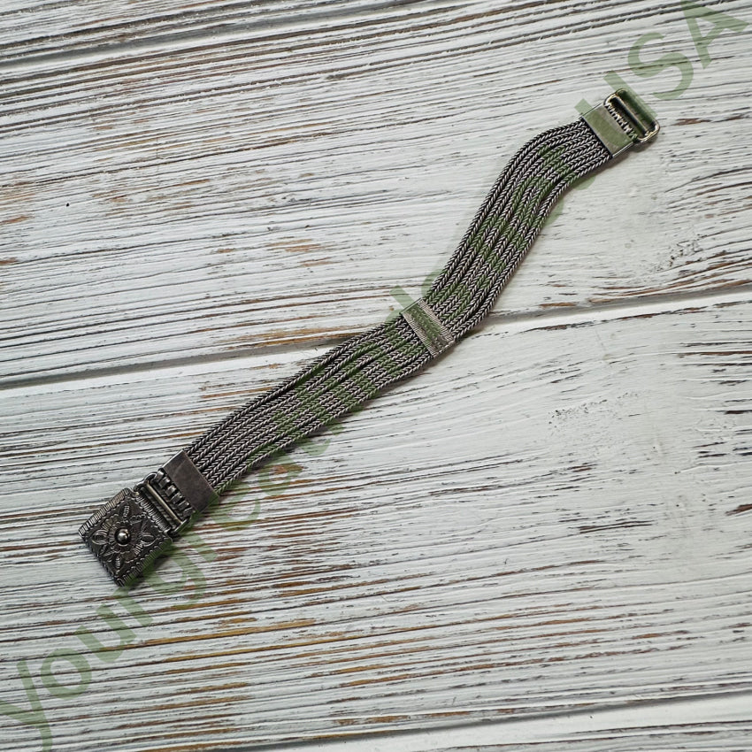 Vintage Sterling Silver Multi-Cable Bracelet Etched Clasp