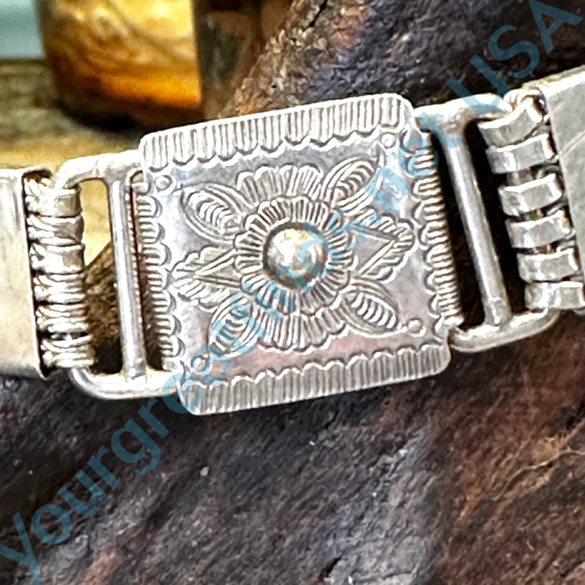 Vintage Sterling Silver Multi-Cable Bracelet Etched Clasp