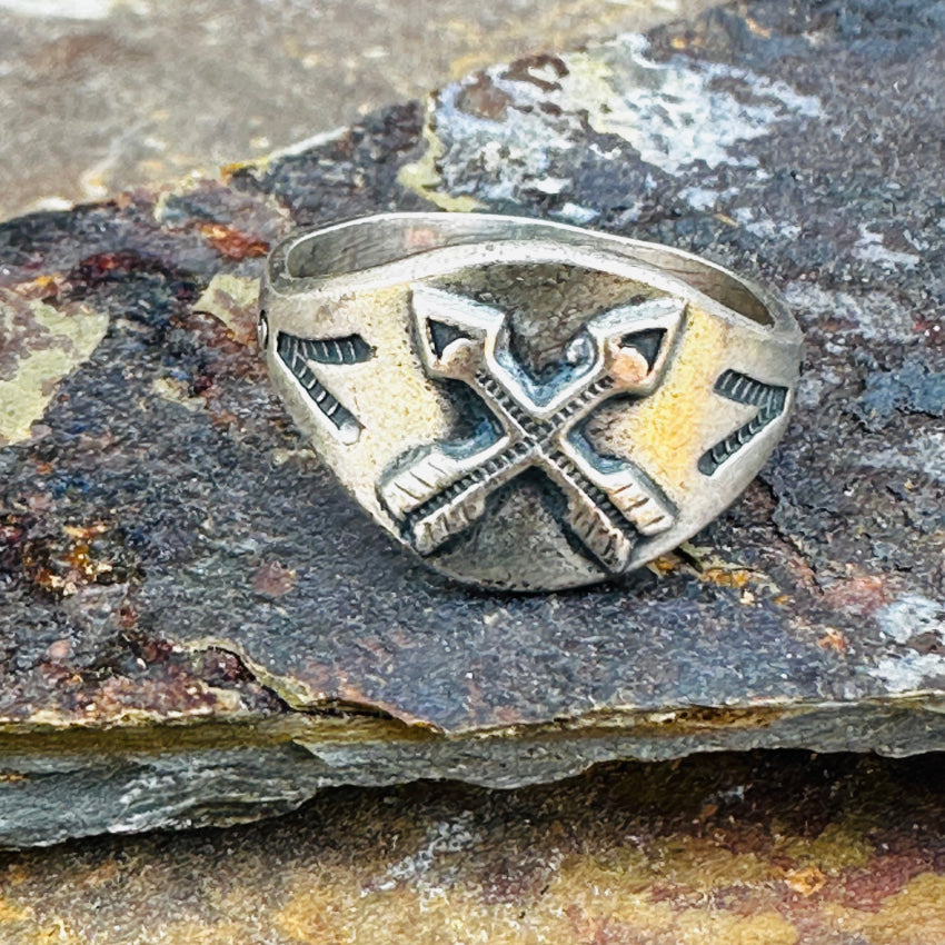 Vintage Sterling Silver Navajo Crossed Arrows Friendship Ring 7 Ring