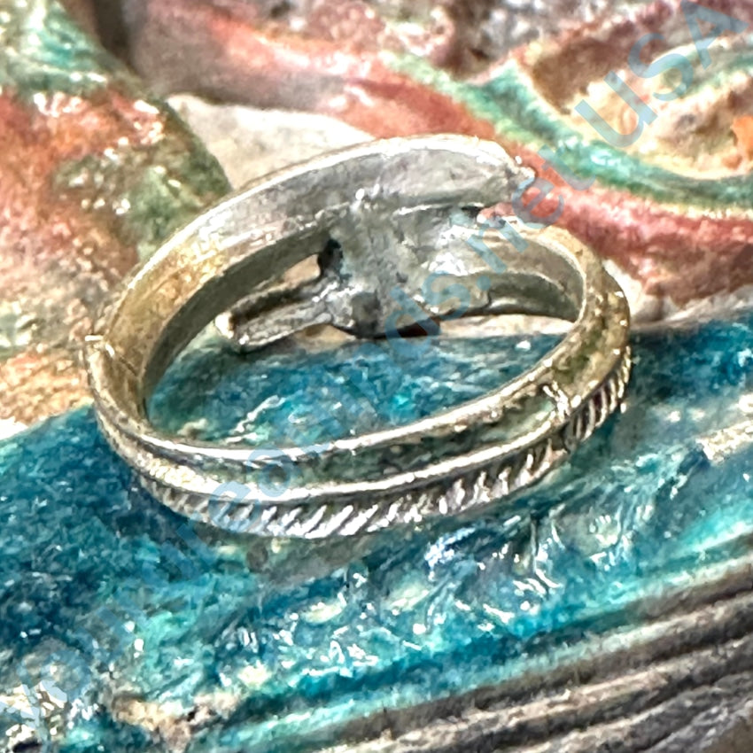 Vintage Sterling Silver One Feather Band Ring