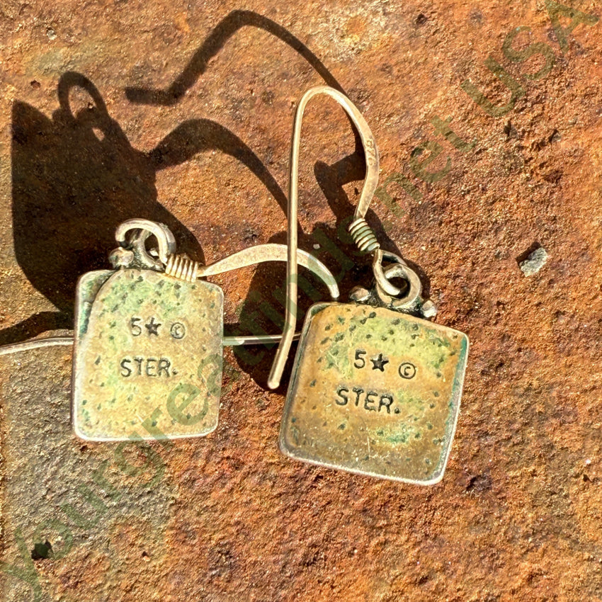 Vintage Sterling Silver & Opal Pierced Earrings earrings