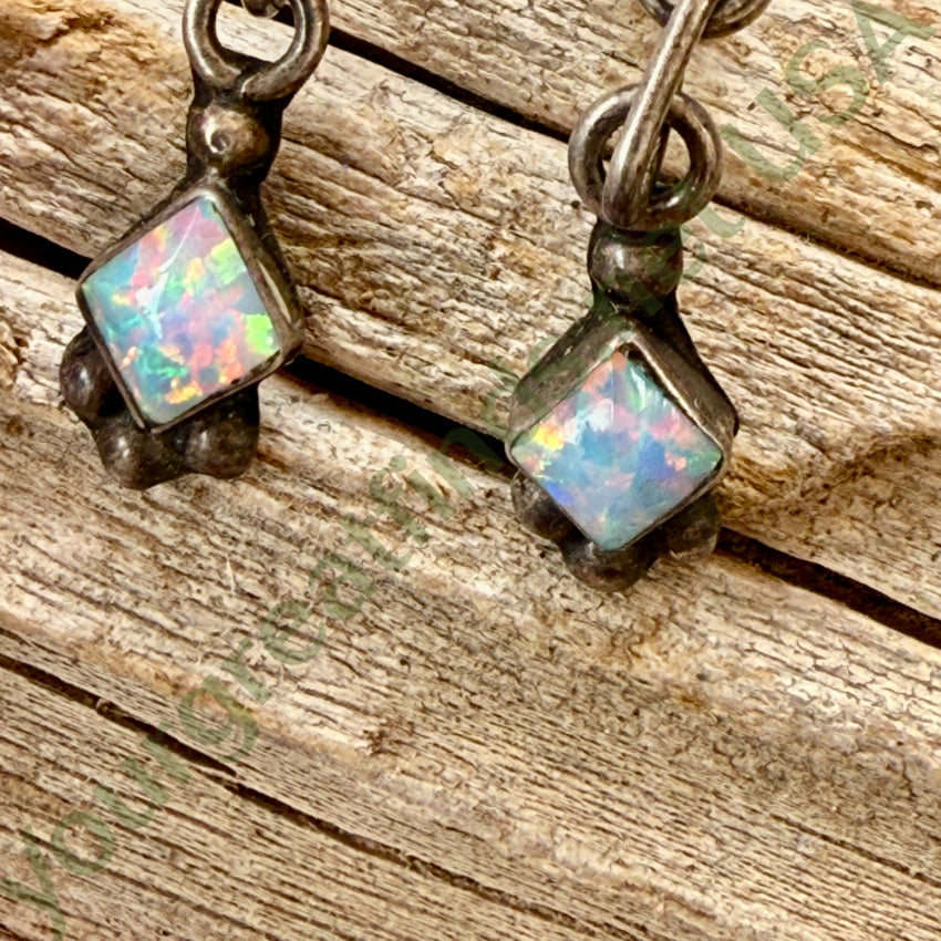 Vintage Sterling Siler & Opal Pierced Post Earrings earrings