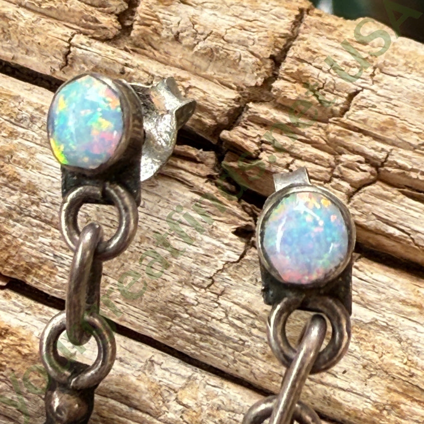 Vintage Sterling Siler & Opal Pierced Post Earrings earrings